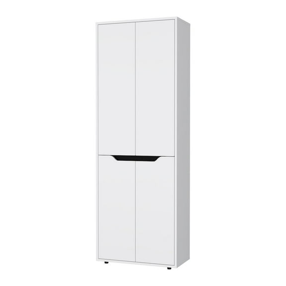Fm Furniture Keyser Multistorage Kitchen Pantry with 5 Shelves and 4 Doors, White/Black