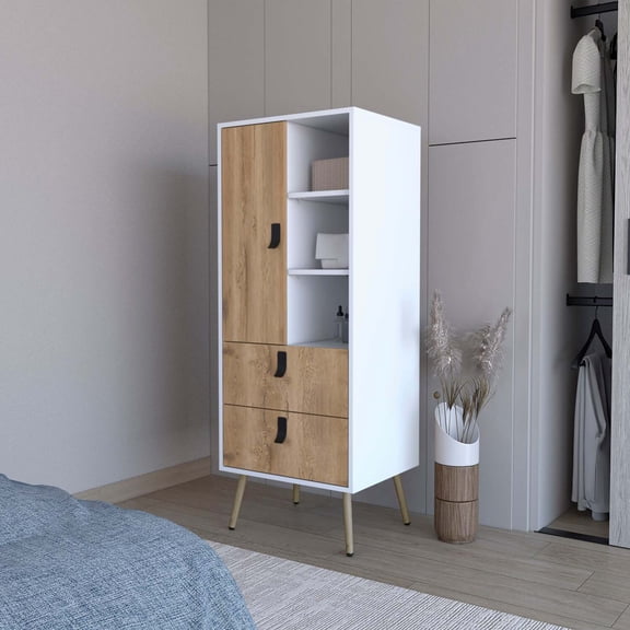 FM FURNITURE Kimball Tall Dresser, Modern Design with 2 Drawers and Ample Storage