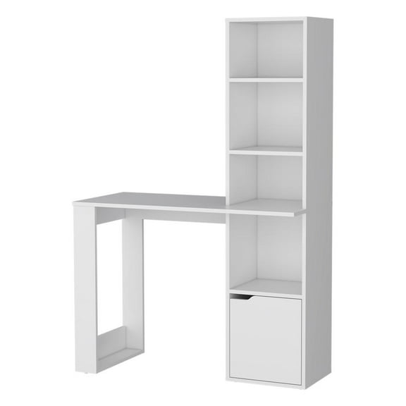 FM FURNITURE LLC Anson Computer Desk with 4-Tier Bookcase and 1-Door Cabinet