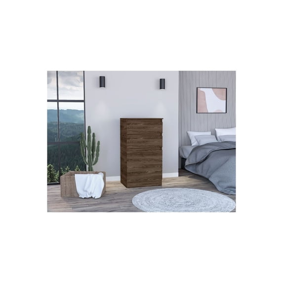 FM FURNITURE Celestial Engineered Wood Dresser For Bedroom in Dark Walnut