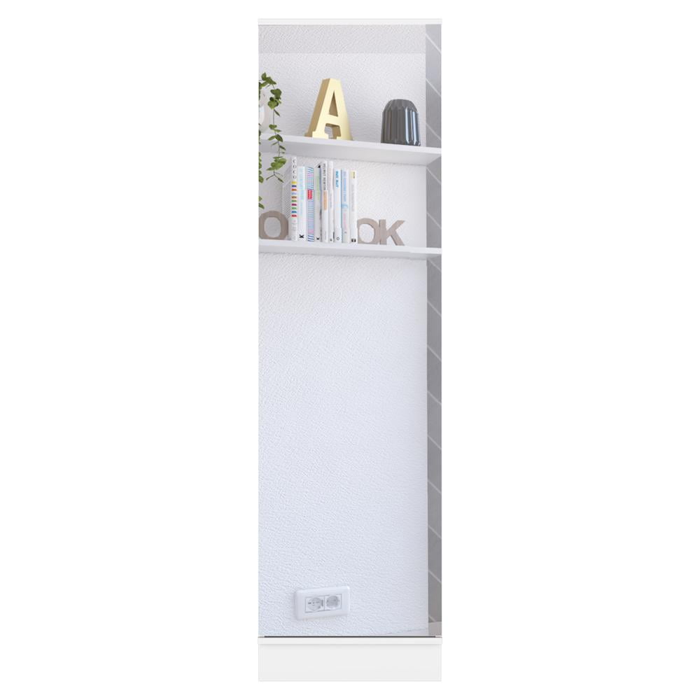 White Wood Hanging Closet Shoe Rack with Mirror and Shelves