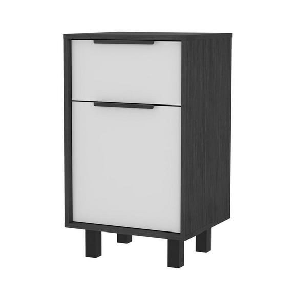 FM FURNITURE LLC Luxor Z Nightstand ,Smokey Oak / White