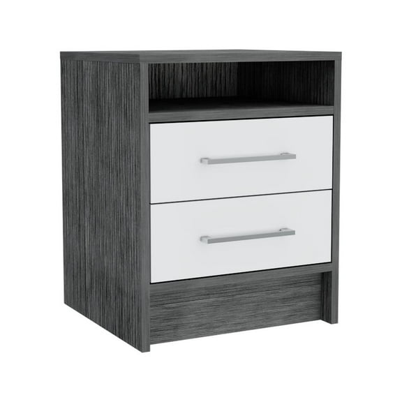 FM FURNITURE LLC Philadelphia Nightstand ,Smokey Oak / White