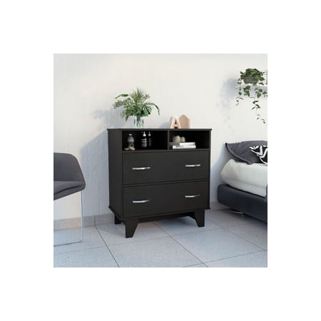 FM FURNITURE Portobelo Two Drawer Dresser, Two Shelves, Superior Top, Four Legs