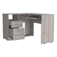 thumbnail image 1 of FM FURNITURE Raleigh L Shaped Desk Light Gray Engineered Wood, 1 of 5