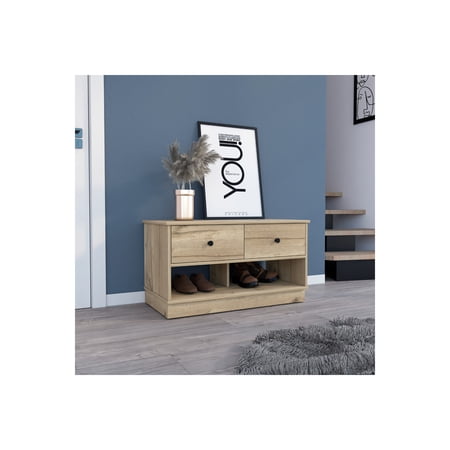 FM FURNITURE Tulip Storage Bench, Two Drawers, Two Shelves