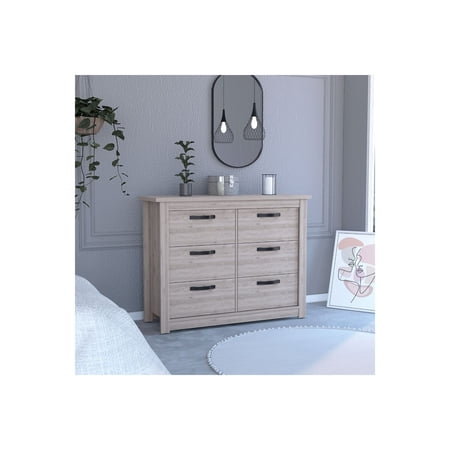 FM FURNITURE Westport Six Drawer Double Dresser, Superior Top, Metal Hardware