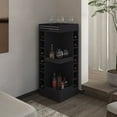 thumbnail image 1 of FM FURNITURE Lamer Corner Bar Cabinet with Wine Rack and Open Shelf, Black, 1 of 6