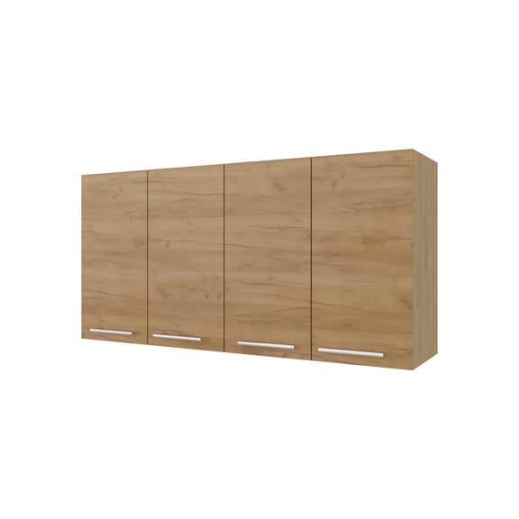 FM FURNITURE Lyman Wall Cabinet Four Doors Engineered Wood Natural Oak