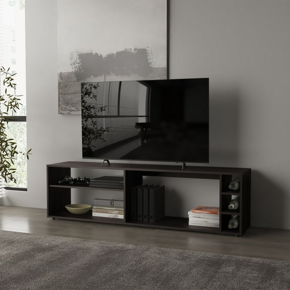 FM FURNITURE Mayo TVStand for 70" Screen with Open Storage and Melamine Finish,Wengue