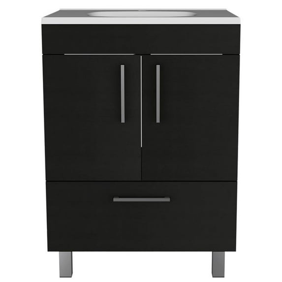 FM FURNITURE Otello Engineered Wood Single Bathroom Vanity in Black