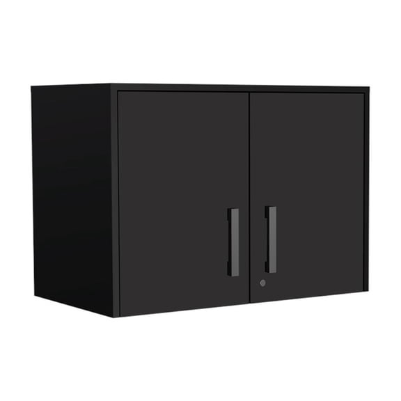 FM FURNITURE Penny 2-Door Modern Engineered Wood Storage Cabinet in Black