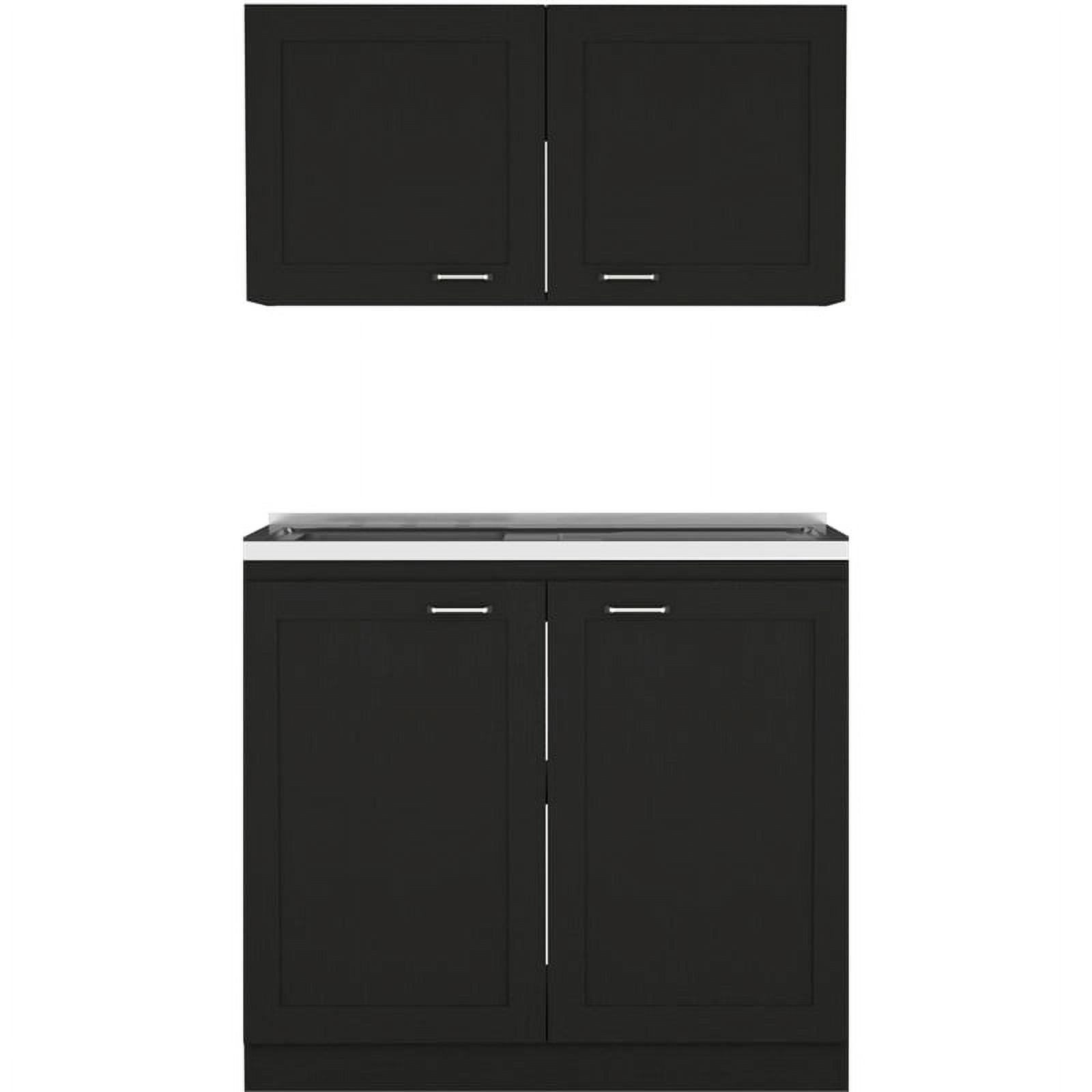 FM FURNITURE Perseus Countertop Engineered Wood Set in Black