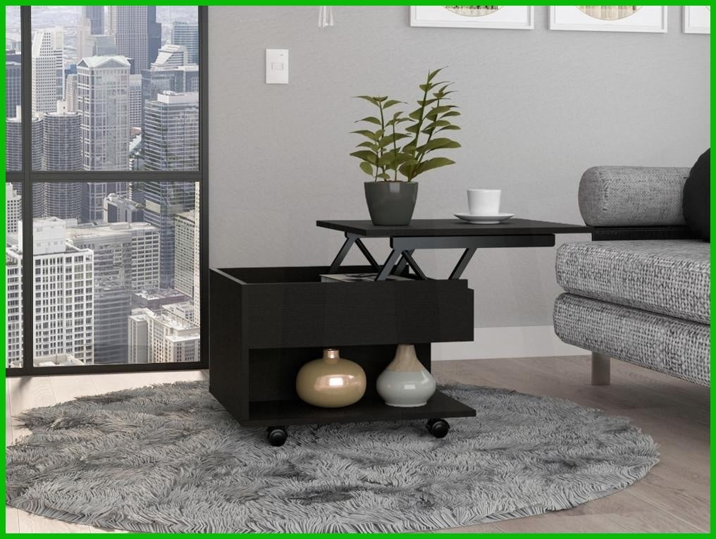 FM FURNITURE Portland Dark Brown Lift Top Coffee Table with Smart ...