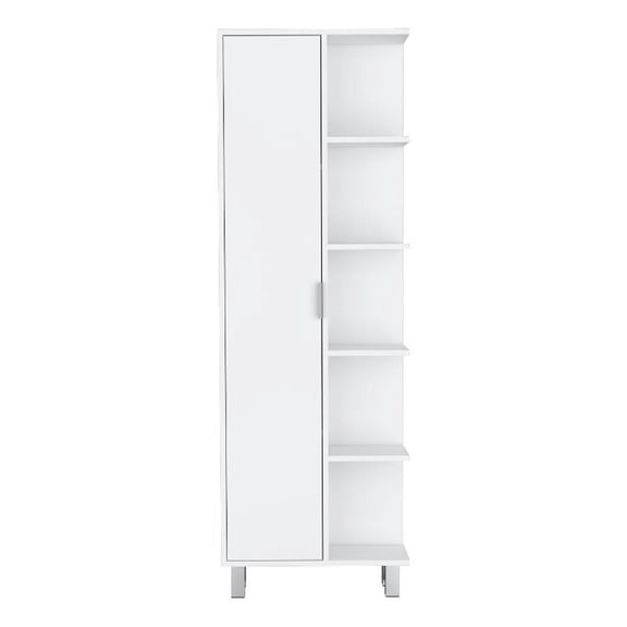 FM FURNITURE Randall Linen Cabinet with 1 door and shelves White Engineered Wood
