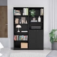 thumbnail image 1 of FM FURNITURE Reid 2 Piece Living Room Set Black Engineered Wood, 1 of 6