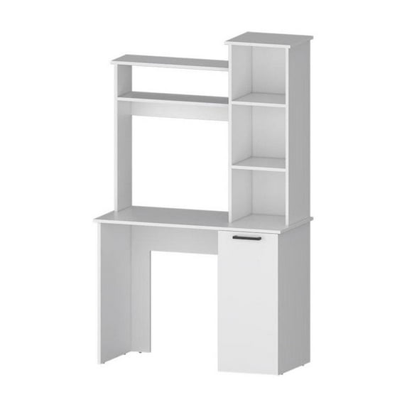 FM FURNITURE Rumford Computer Desk with Three Shelves White Engineered Wood