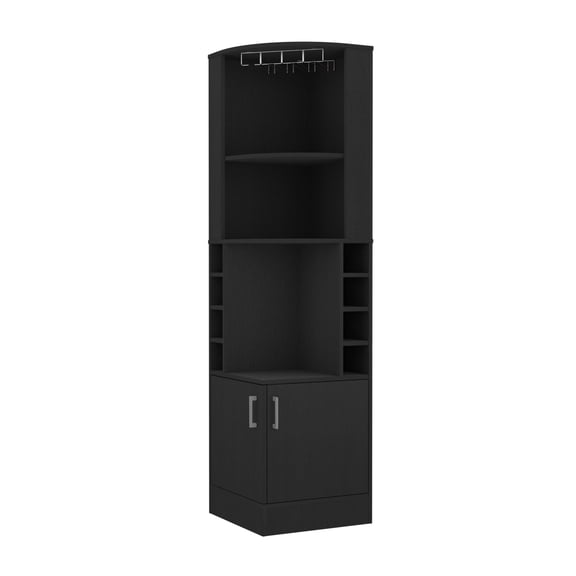 FM FURNITURE Seattle Bar Cabinet Black Wengue Engineered Wood