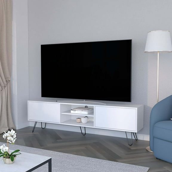 FM FURNITURE Selby TV Rack, Hairpin Leg Design with Spacious Storage