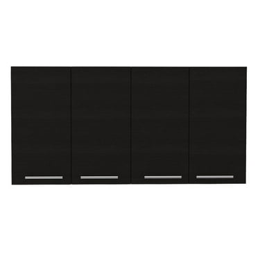 FM FURNITURE Sitka Wall Cabinet with Four Doors Engineered Wood Black