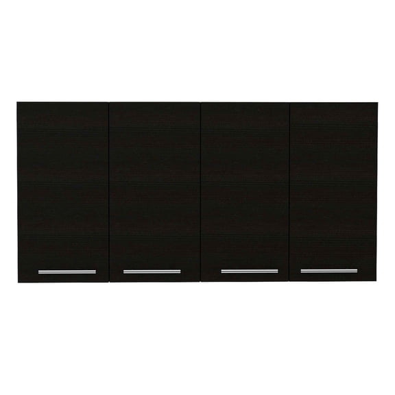 FM FURNITURE Sitka Wall Cabinet with Four Doors Engineered Wood Black