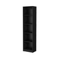 thumbnail image 1 of Fm Furniture Sutton Slim Bookcase with Modern 5-Shelf Design, Black, 1 of 7