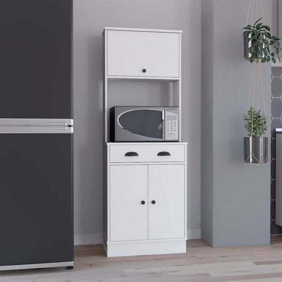 FM FURNITURE Tennant Kitchen Pantry with Drawer 2 Cabinets White