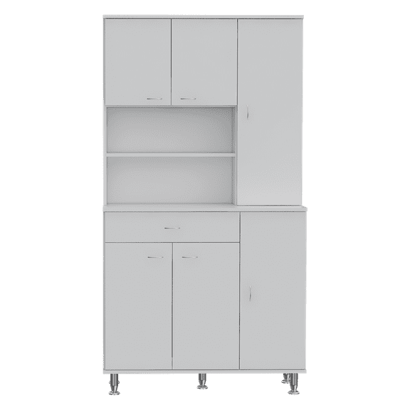 FM FURNITURE Venice 90 Pantry Cabinet with Six Doors Engineered Wood White