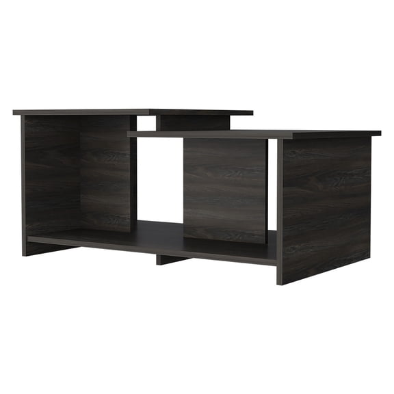 FM FURNITURE Waycross Coffee Table, One Large Shelf, Two Table Tops