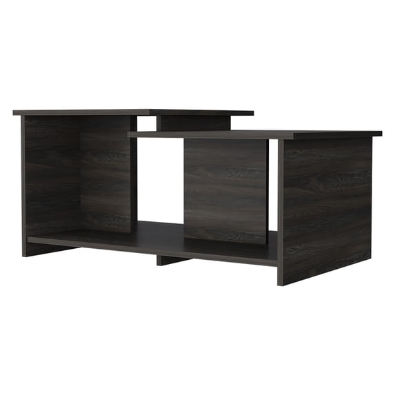 FM FURNITURE Waycross Coffee Table, One Large Shelf, Two Table Tops