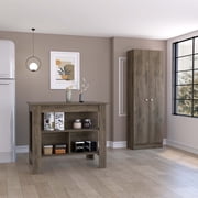 FM FURNITURE York 2-Piece Modern Engineered Wood Kitchen Set in White/Oak