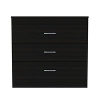 FM Furniture Cambridge Modern 3-Drawer Wood Bedroom Dresser in Black