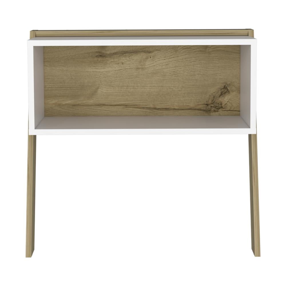 Denver Light Oak and White Wood Nightstand with Open Shelf