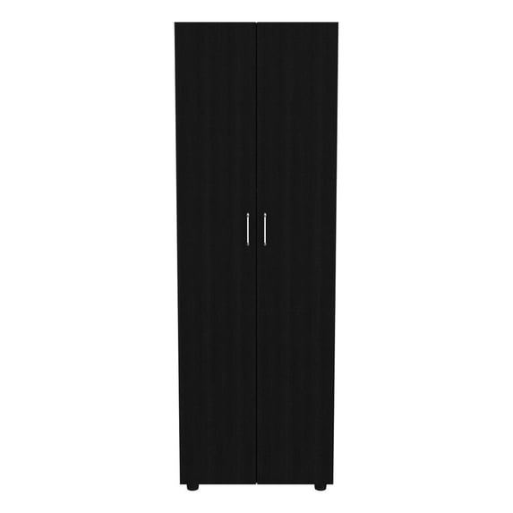 FM Furniture Glasglow Modern Wood Armoire with One Cabinet & 2 Shelves in Black