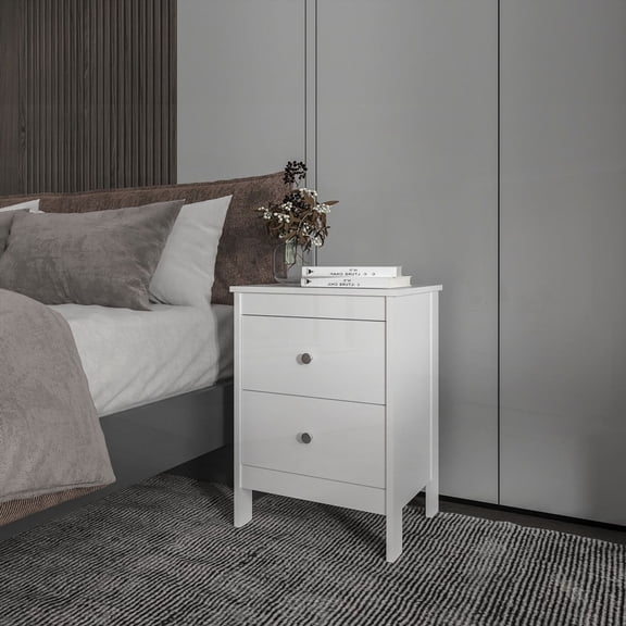 FM Furniture Nogales 2-Drawer White Nightstand