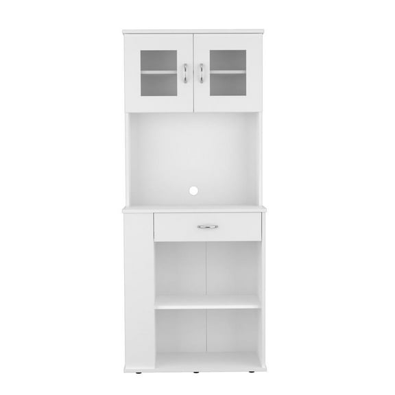 FM Furniture Poole Modern Metal Pantry with Four Adjustable Metal Legs in White