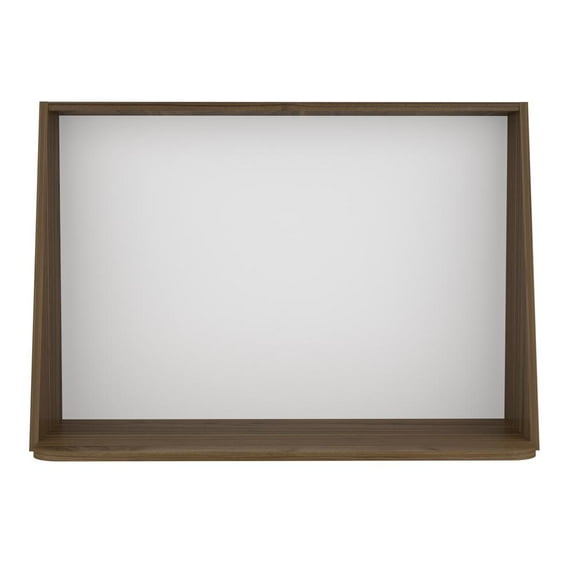 FM Furniture Roma Modern Wood Wall Desk for Office in Mahogany/Glossy White