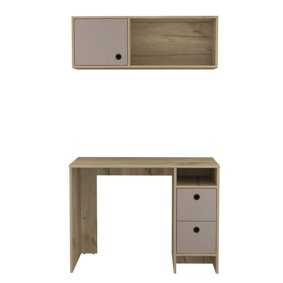 FM FURNITURE LLC Tokyo Office Set ,Light Oak /Taupe