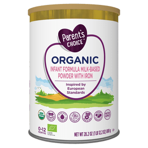 Fórmula infantil en polvo Parent's Choice Organic Whole Milk con hierro, prebióticos y DHA, inspirada en la europea, 28.2 oz, 800 g