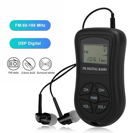 FM Pocket Radio, TSV Portable Compact Transistor Radio with Good Reception, Earphone Jack, Battery Operated Mini Radio for Walking Camping, Traveling, Jogging - Black