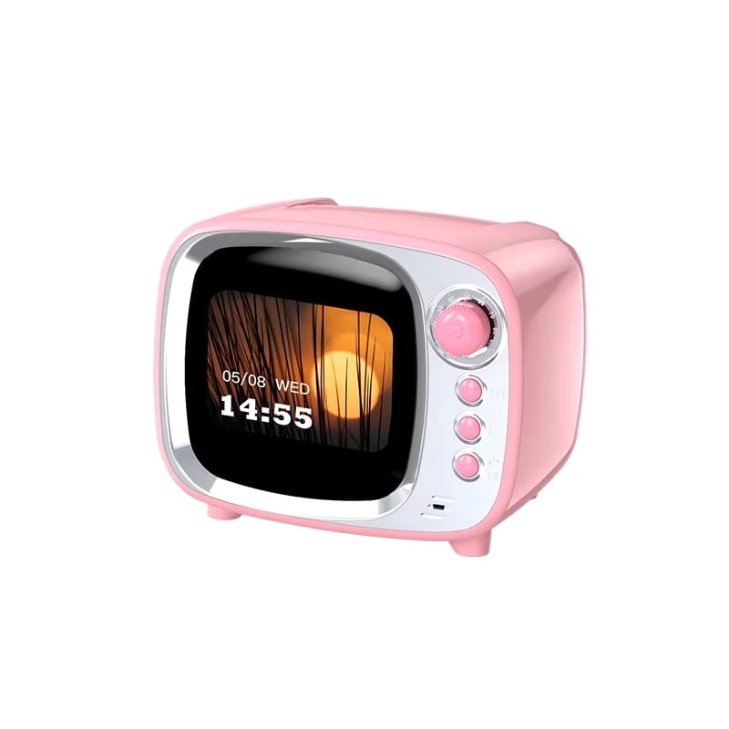 FM Radio Bluetooth Speaker with Alarm Clock, Rechargeable Retro Mini Wireless Speaker, LCD Touch Screen Display, Support TF Card, Vintage Decor Perfect for Party,Office,Home,Bedroom,Kitchen,Outdoor
