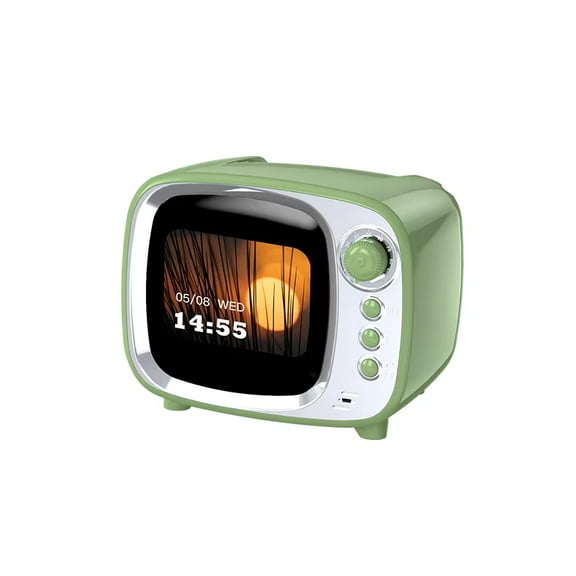 FM Radio Bluetooth Speaker with Alarm Clock, Rechargeable Retro Mini Wireless Speaker, LCD Touch Screen Display, Support TF Card, Vintage Decor Perfect for Party,Office,Home,Bedroom,Kitchen,Outdoor