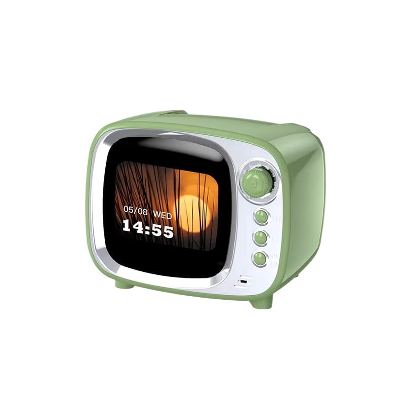 FM Radio Bluetooth Speaker with Alarm Clock, Rechargeable Retro Mini Wireless Speaker, LCD Touch Screen Display, Support TF Card, Vintage Decor Perfect for Party,Office,Home,Bedroom,Kitchen,Outdoor