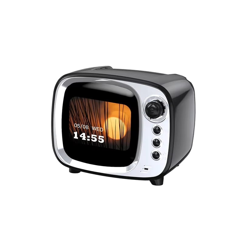 FM Radio Bluetooth Speaker with Alarm Clock, Rechargeable Retro Mini Wireless Speaker, LCD Touch Screen Display, Support TF Card, Vintage Decor Perfect for Party,Office,Home,Bedroom,Kitchen,Outdoor