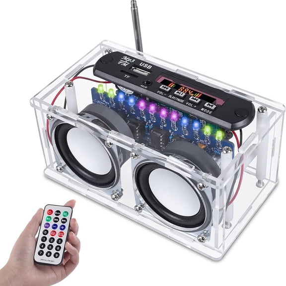 FM Radio DIY Electronic Speaker Soldering Kit with LED Indicator Remote Control