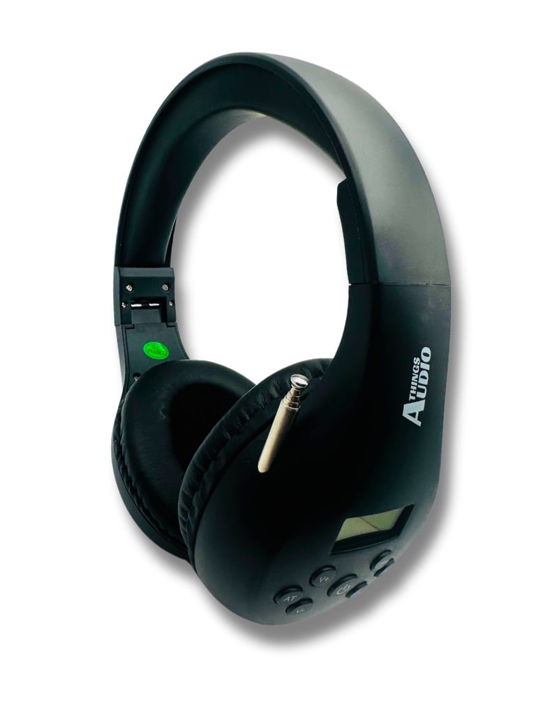 FM Radio Headphones Pull-Out Antenna, Great Reception, Sound Quality, Light Weight, Walking, Ease of Use, Jogging, Relaxing, School, Talk Radio, Require 2AA Batteries (Not Included) Black