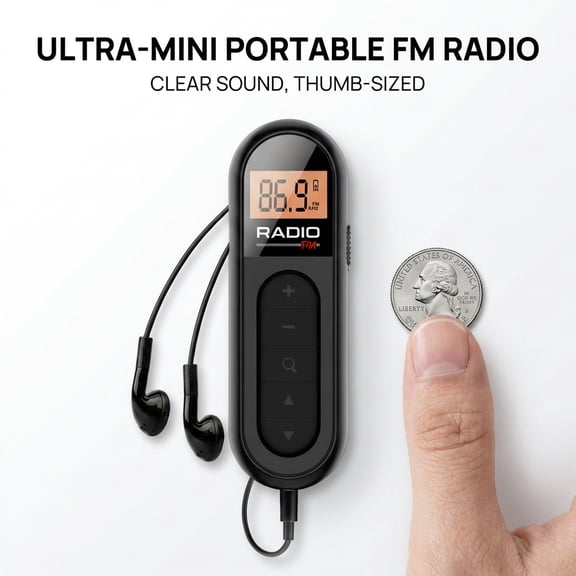 UMUTOO Mini FM Pocket Radio, Rechargeable Battery Operated Portable Radio, Belt Clip & LCD Display