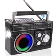 thumbnail image 1 of AM FM SW Radio Portable with Bluetooth Speaker, Illumination, USB TF Card Playing, Solar/USB-C Rechargeable Radios, Colorful Light, Transistor Radios Portable Emergency, Bluetooth Radio, 1 of 7