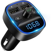 FM Transmitter, 2024 Upgraded Bluetooth FM Transmitter Wireless Radio Adapter Car Kit with Dual USB Charging Car Charger MP3 Player Support TF Card & USB Disk
