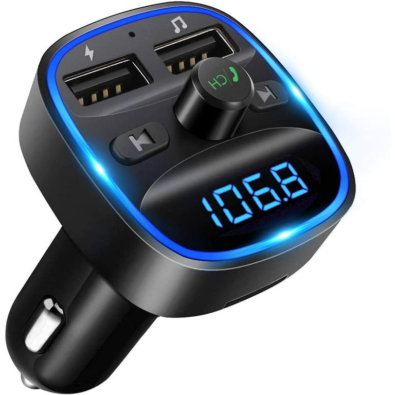  Bluetooth FM Transmitter for Car, Wireless Car Radio Adapter,  Handsfree Auto Kit with Remote Control, MP3 Music Player Support USB  Charger Siri Google Assistant U Disk/TF Card/Aux : Electronics